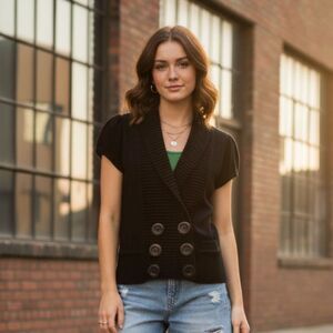 Pink Republic Short Sleeve Sweater Balletcore Academia Black Cotton Y2K Women S